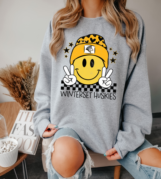 Winterset Huskies Smiling Beanie Sweatshirt