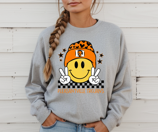 Pleasantville Trojans Smiling Beanie Sweatshirt