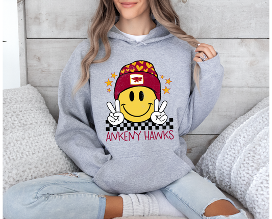Ankeny Hawks Smiling Beanie Sweatshirt