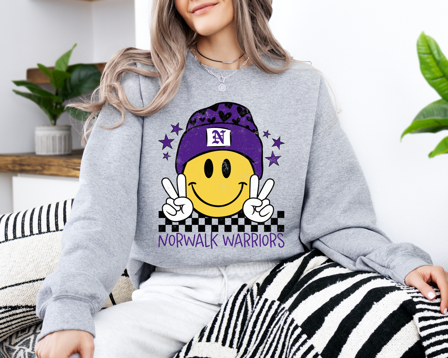 Norwalk Warriors Smiling Beanie Sweatshirt