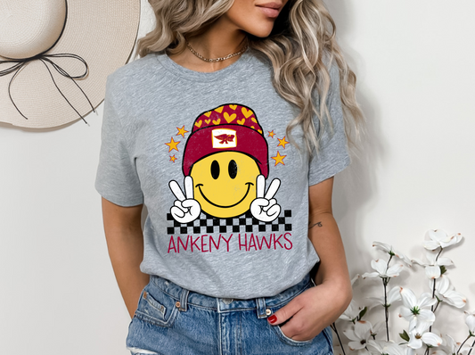 Ankeny Hawks Smiling Beanie T-Shirt