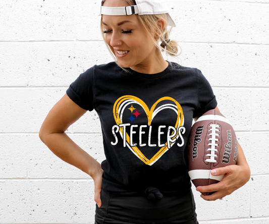 Double Heart Steelers T-shirt