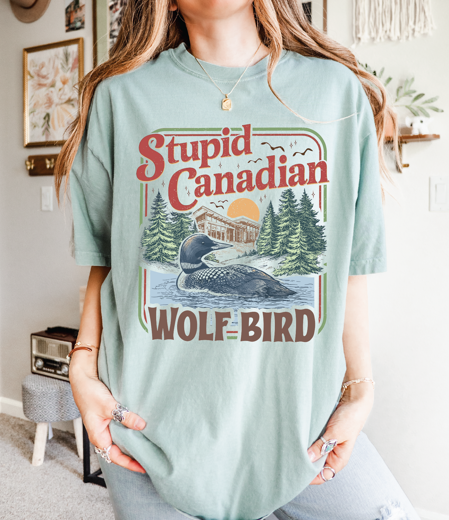 Stupid Canadian Wolf Bird T-shirt