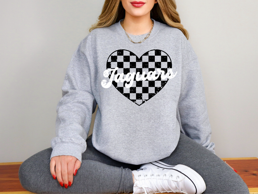 Ankeny Centennial Jaguars Checkered Heart Sweatshirt