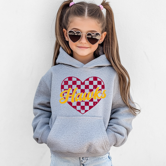 Ankeny Hawks Checkered Heart Sweatshirt