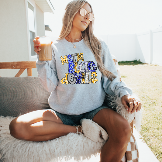 MSTM Blue Devils Glitter Doodle Sweatshirt