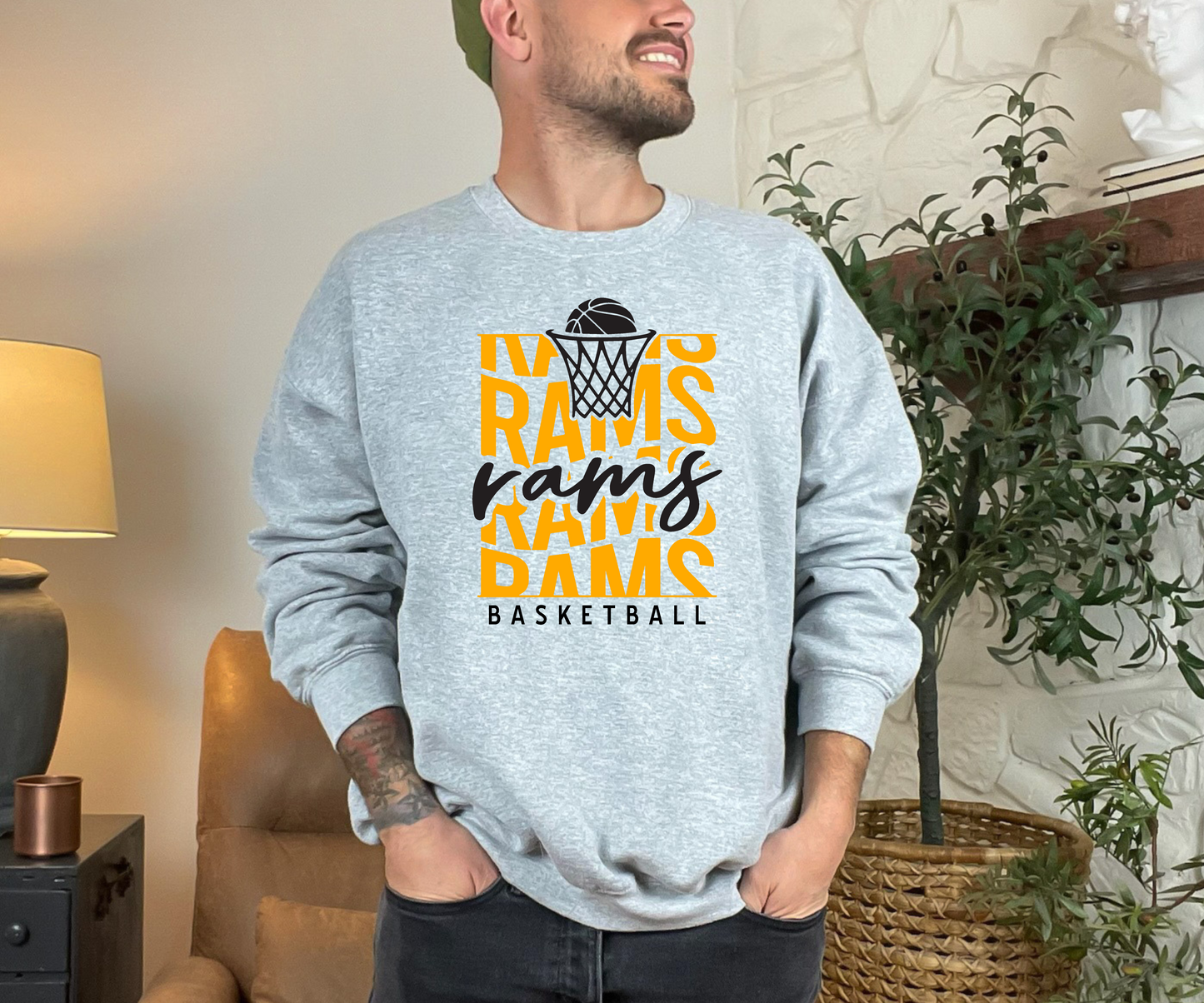 Stacked Rams Basketball Sweatshirt