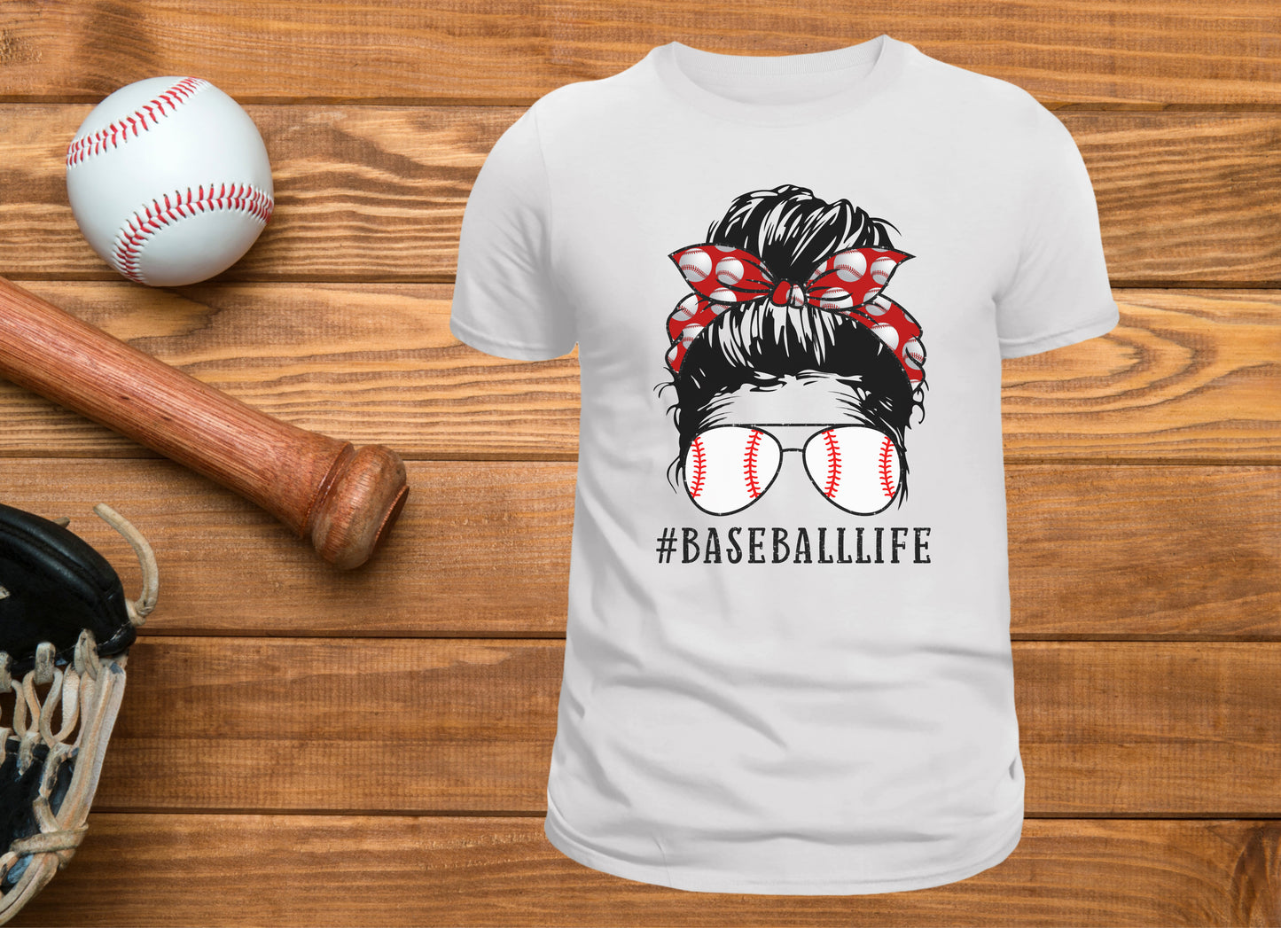 Baseball Life Messy Bun T-shirt