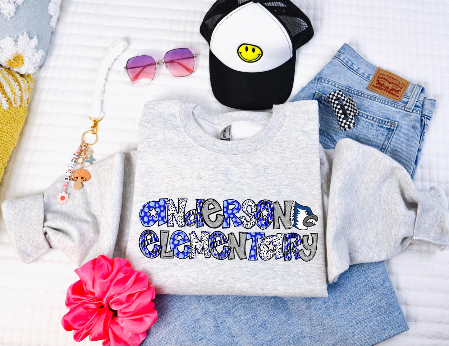 Bondurant-Farrar School Specific Glitter Doodle Sweatshirt