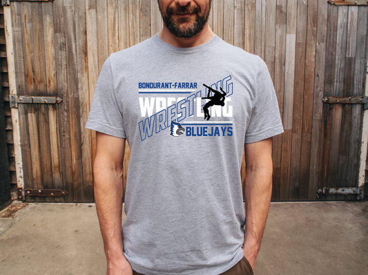 BF Bluejays Slanted Wrestling T-Shirt