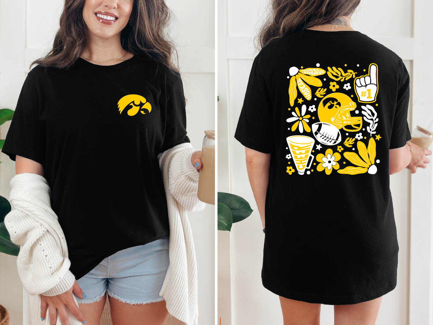 Iowa Hawkeyes Boho Football T-shirt