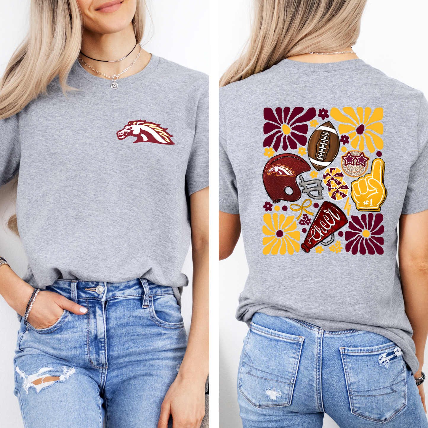 PCM Mustangs Boho Football T-shirt