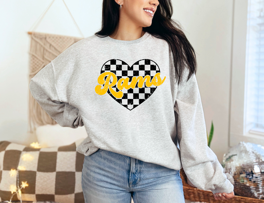 Checkered Heart Rams Sweatshirt