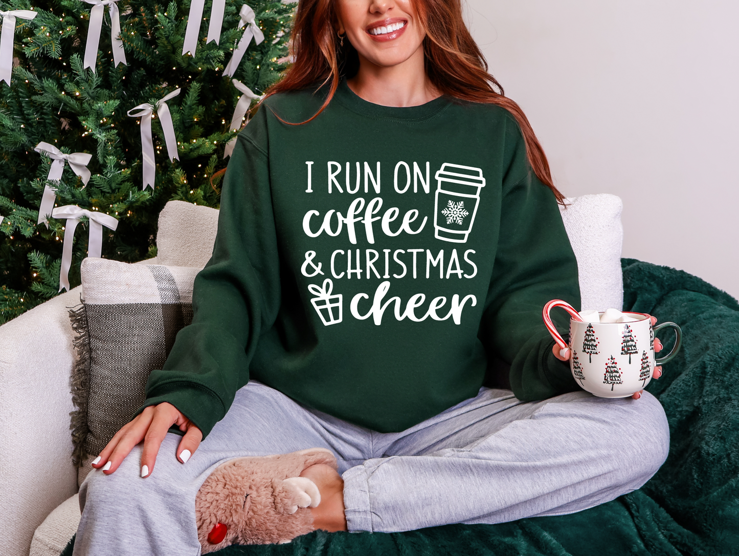 Run on Coffee and Christmas Cheer Sweatshirt
