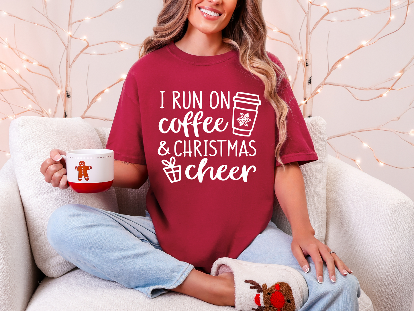 Run on Coffee and Christmas Cheer T-shirt