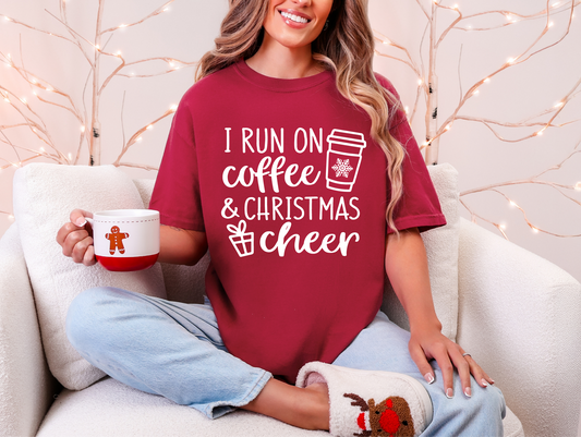 Run on Coffee and Christmas Cheer T-shirt
