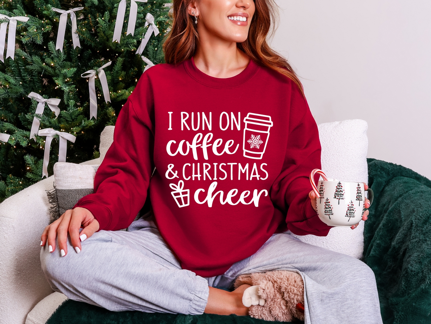 Run on Coffee and Christmas Cheer Sweatshirt
