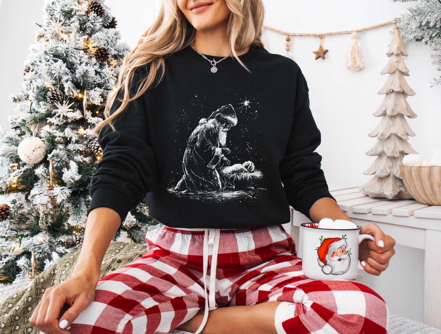 Santa in a Manger Sweatshirt