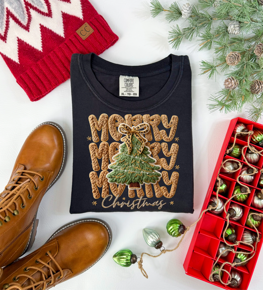 Merry Christmas Faux Yarn T-shirt