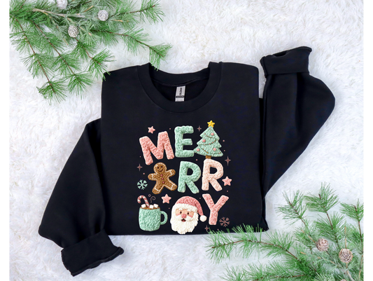 Faux Yarn Pastel Merry Sweatshirt