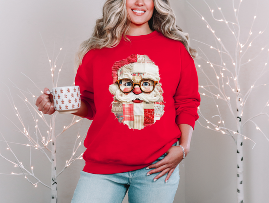 Faux Quilted Santa Sweatshirt