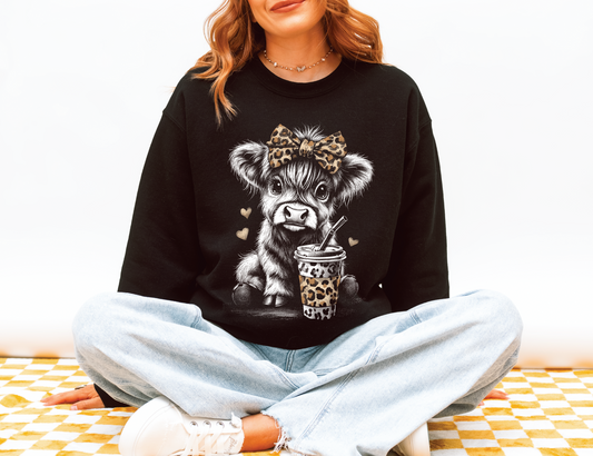 Cows and Coffee Leopard Sweatshirt