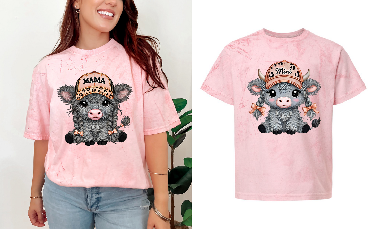Highland Cow Mama & Mini T-shirts