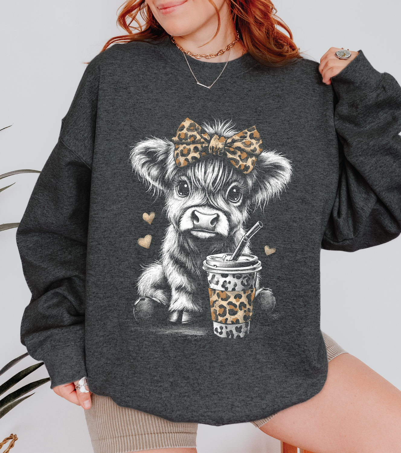 Cows and Coffee Leopard Sweatshirt
