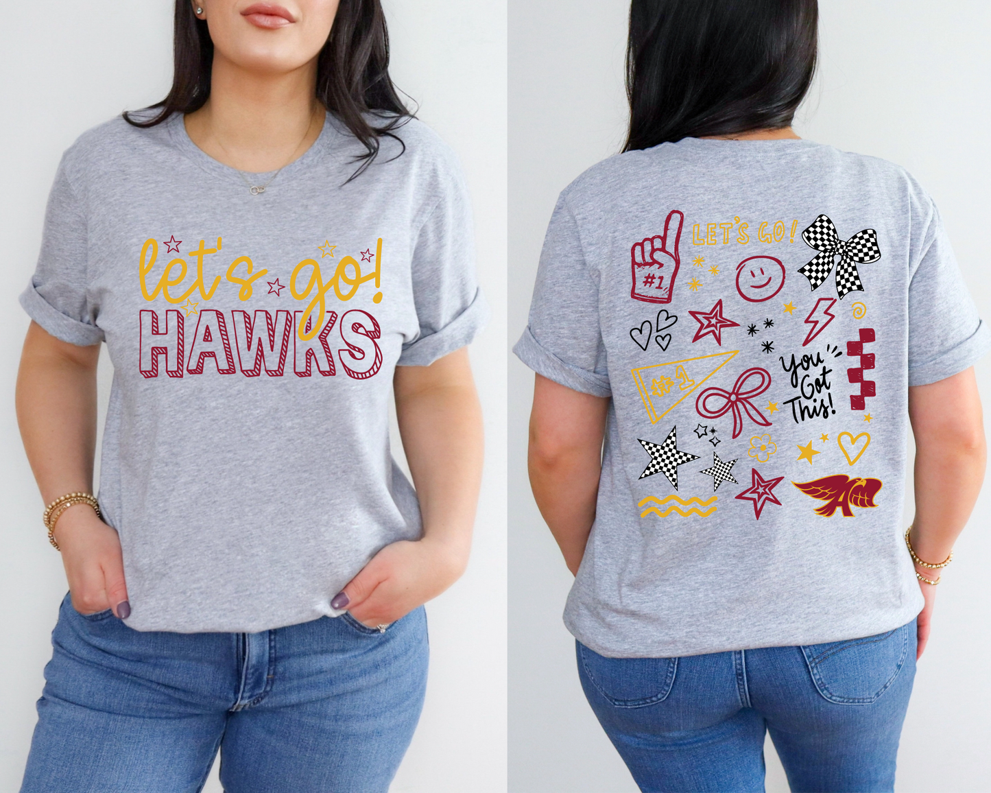 Let's Go Ankeny Hawks Doodle T-Shirt