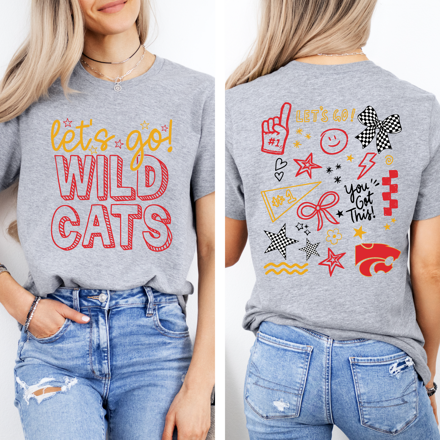 Let's Go Wildcats Doodle T-Shirt