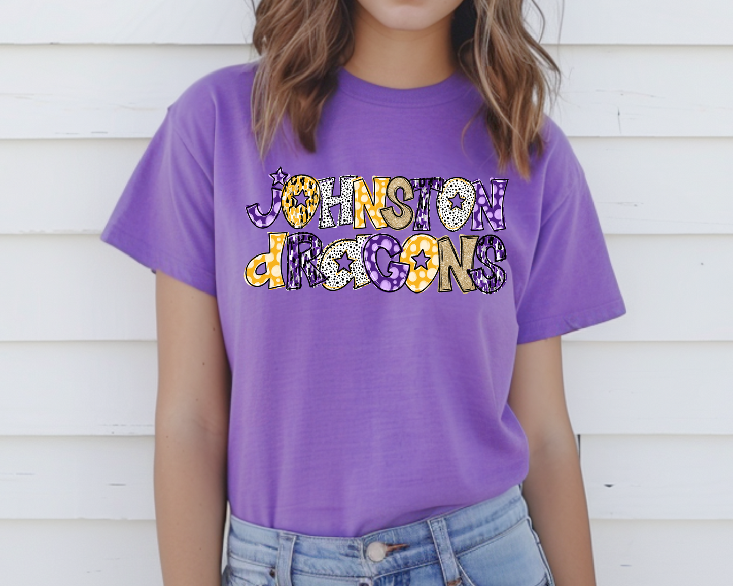 Johnston Dragons Glitter Doodle T-Shirt