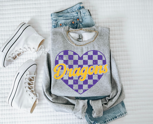 Johnston Dragons Checkered Heart Sweatshirt