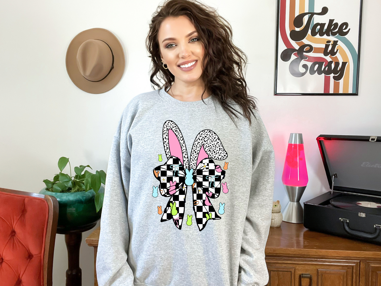 Peepin' Bow Easter Sweatshirt