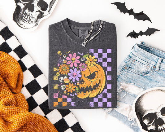 Floral Pumpkin Check T-shirt