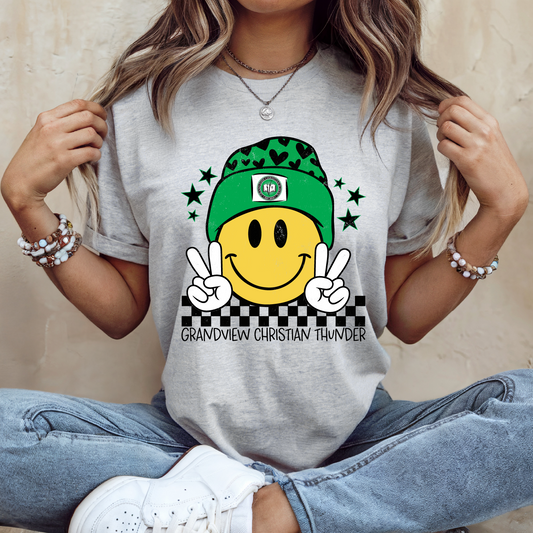 Grand View Christian Smiley Beanie T-shirt