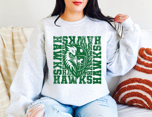 Distressed Football Hawks Sweatshirt