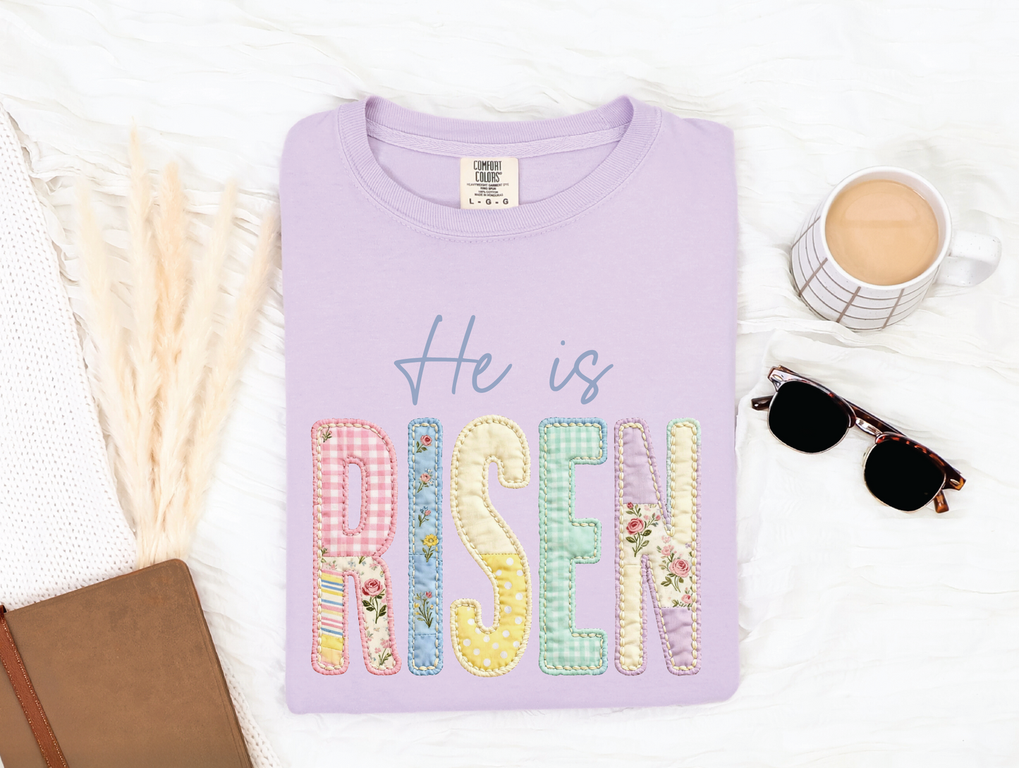 He is Risen Faux Quilted T-shirt