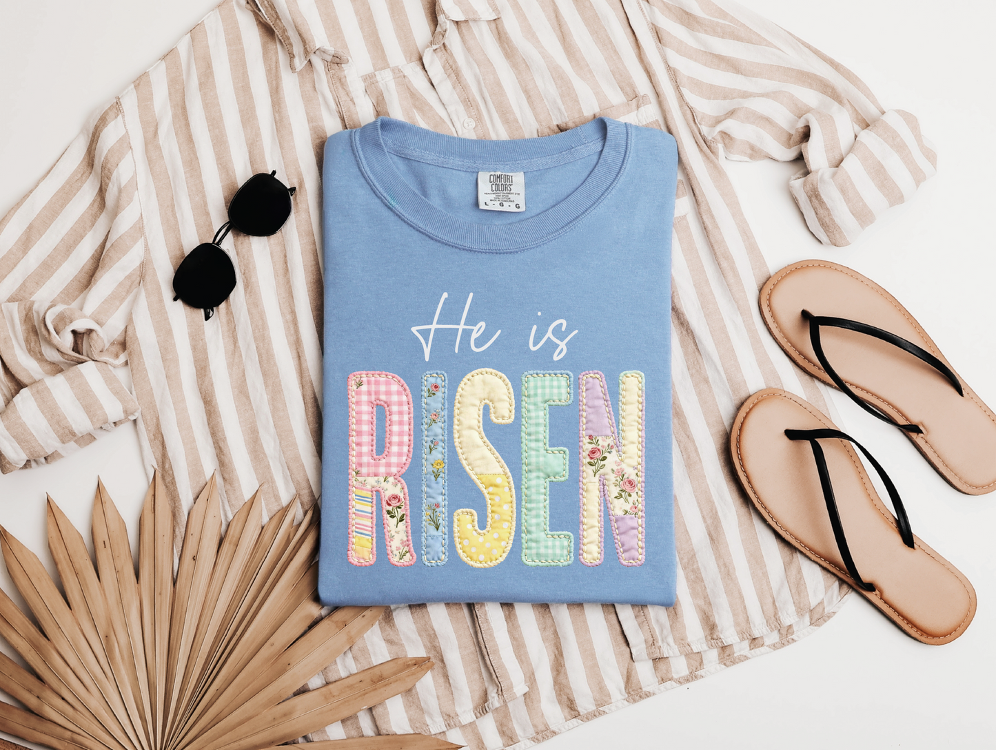 He is Risen Faux Quilted T-shirt