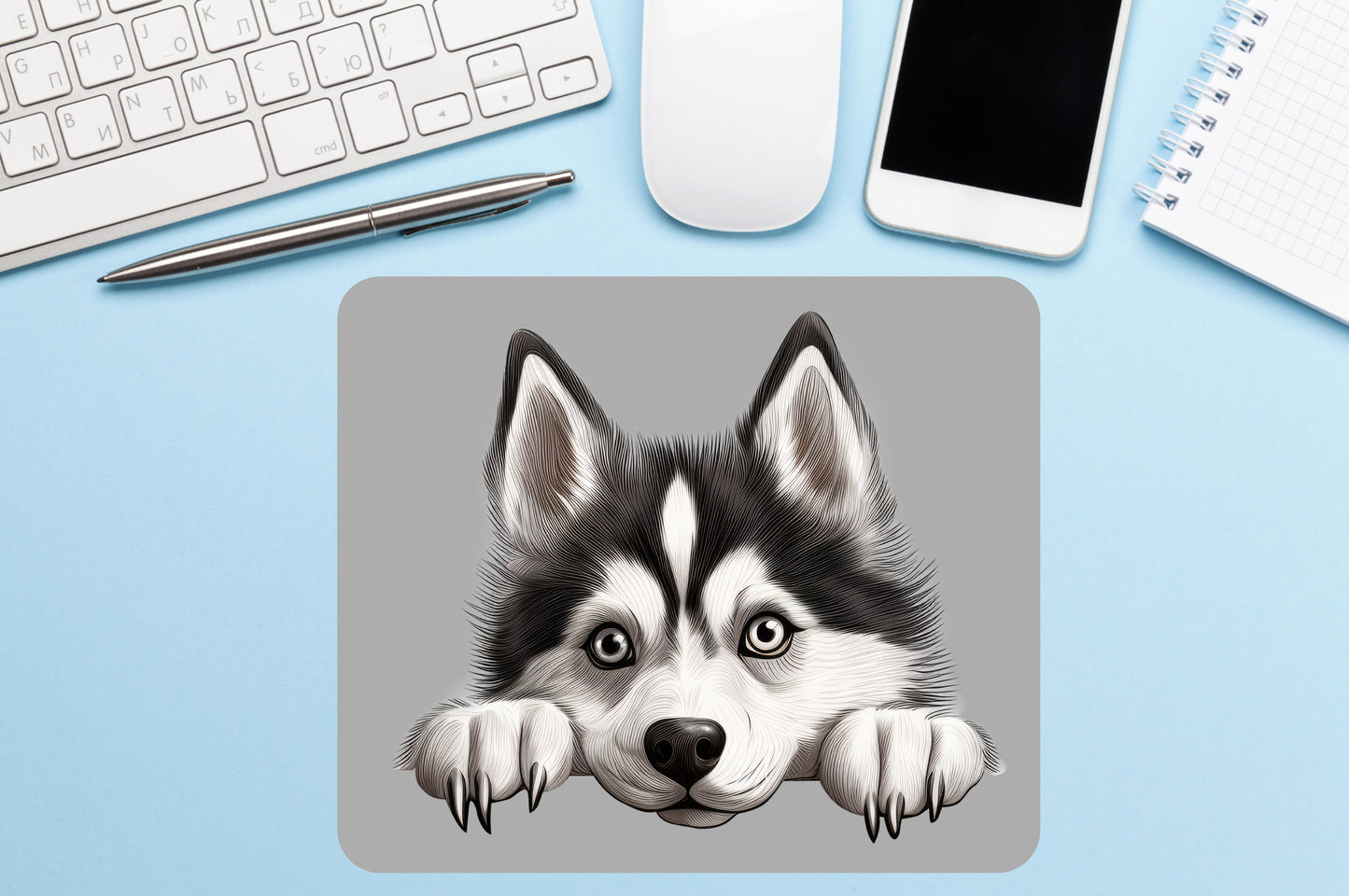 Peeking Dog Mousepad, Customizable