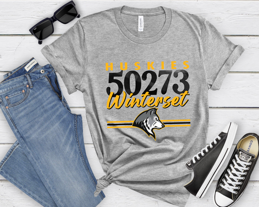 Winterset Huskies Zip Code T-Shirt
