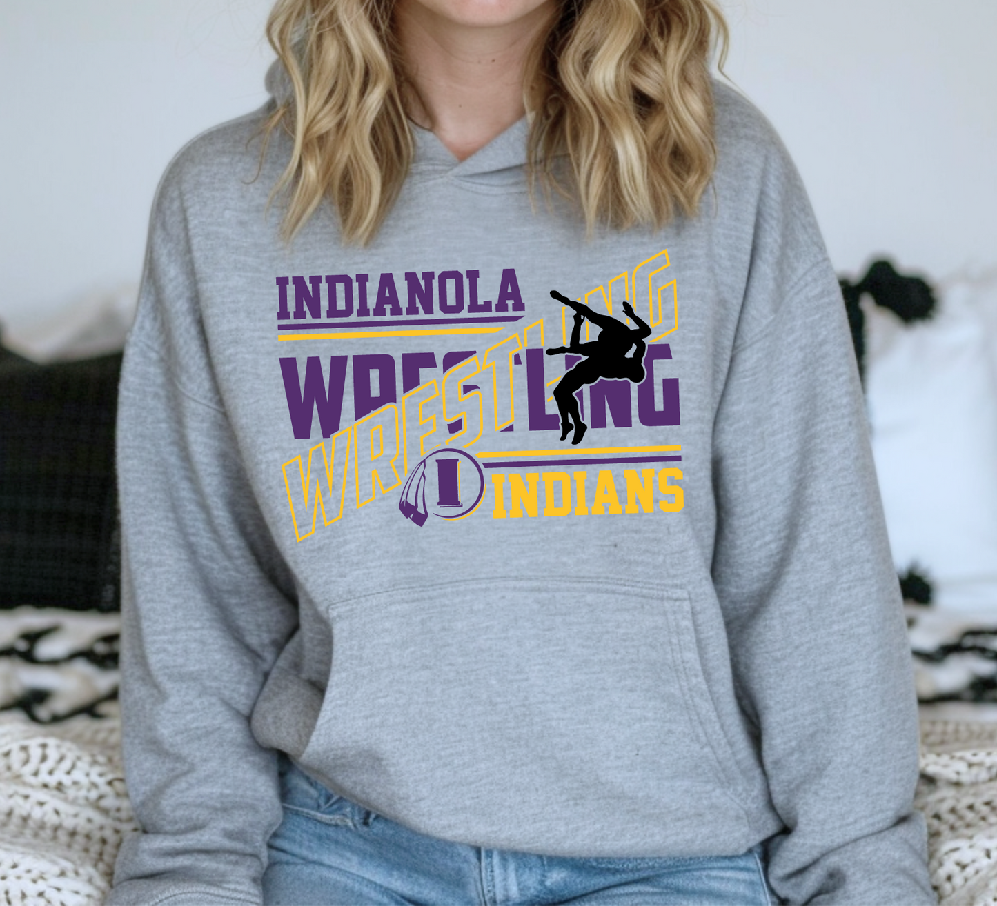 Indianola Indians Slanted Wrestling Sweatshirt