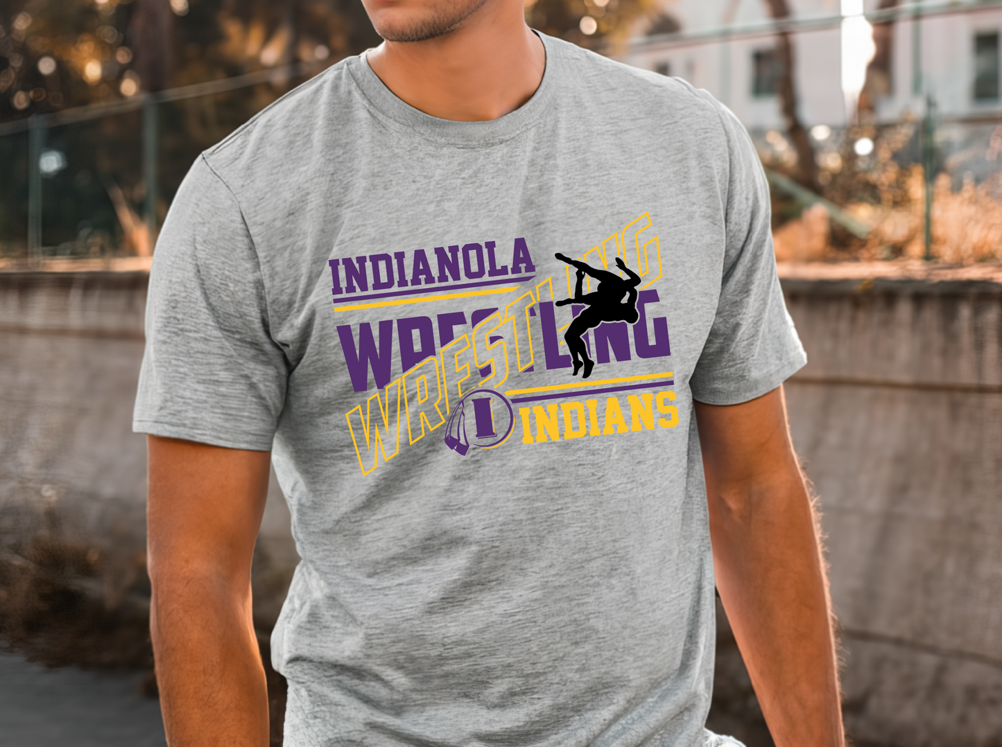 Indianola Indians Slanted Wrestling T-Shirt