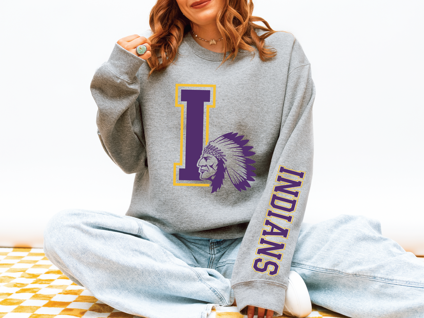 Indianola Indians Initials Sweatshirt
