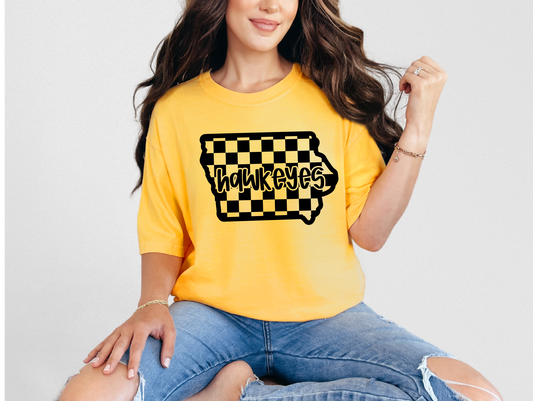 3D Puff Checkered Iowa Hawkeyes T-shirt