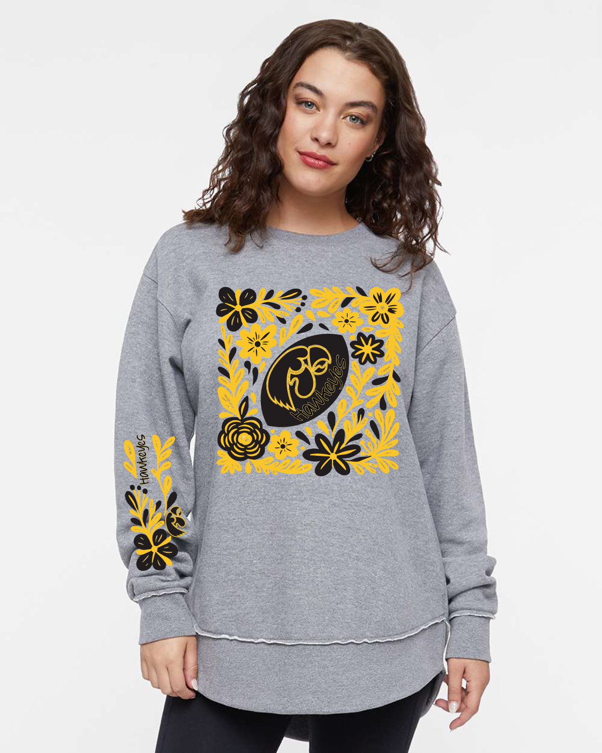 Floral Iowa Hawkeyes Tunic Sweatshirt
