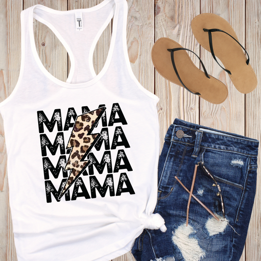 Leopard Lightening Bolt Mama Tank