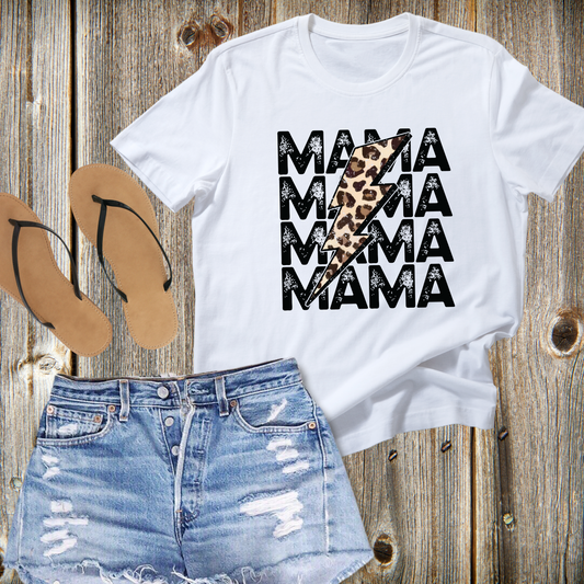 Leopard Lightening Bolt Mama T-shirt