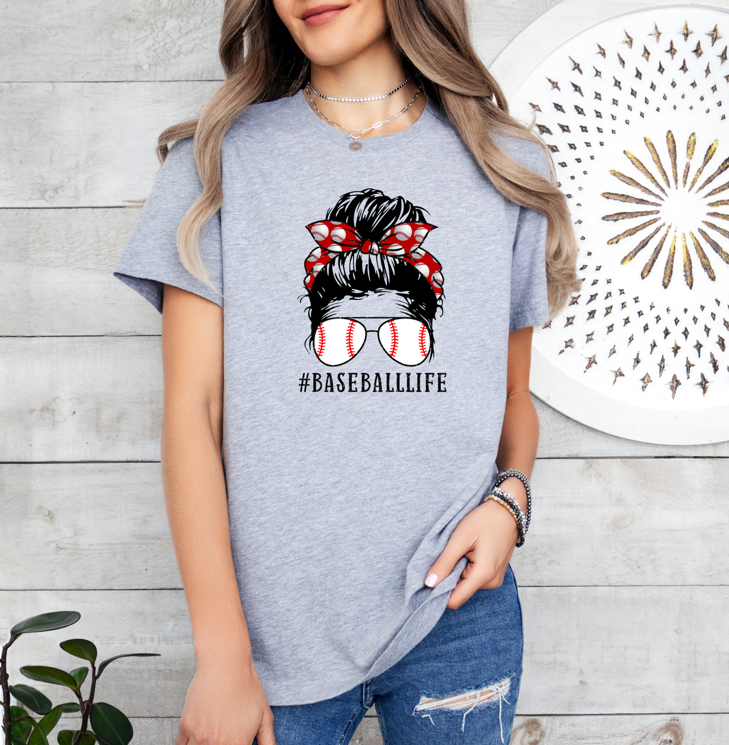 Baseball Life Messy Bun T-shirt