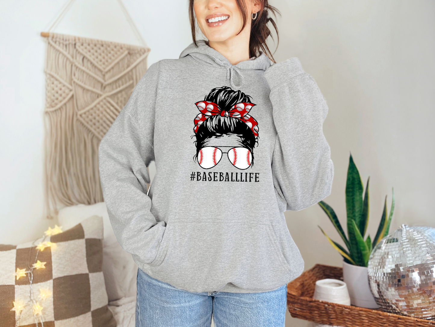 Baseball Life Messy Bun Sweatshirt