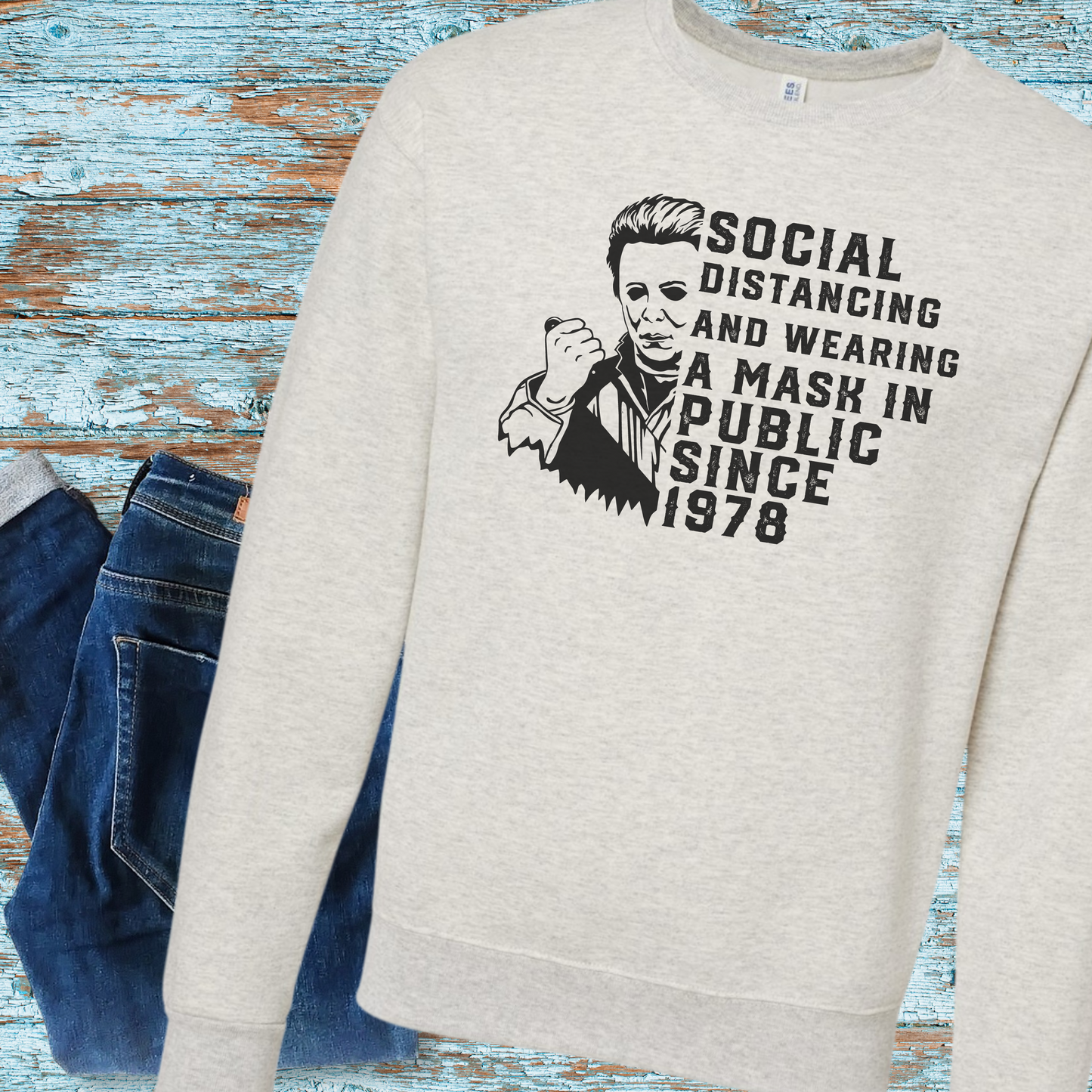 Social Distancing and Mask Crewneck Sweatshirt